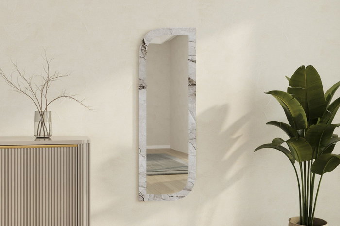 Hanah Home Espejo flotal-e 40x120x2.2 cm Éfeso y Mármol MDF Montaje Pared Ecológico